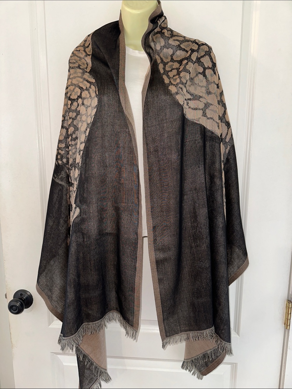 Chico's Brown,  Taupe and Cream Large Cougar Wrap or Shawl